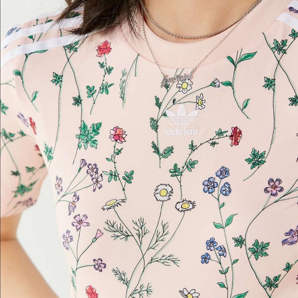Adidas millennial pink floral bodysuit